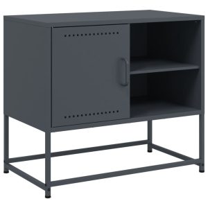 Szafka RTV Stolik Półka Pod Telewizor Stalowa 100.5x39x60.5 cm 763490 Szafka RTV Stolik Półka Pod Telewizor Stalowa 100.5x39x60.5 cm 763490