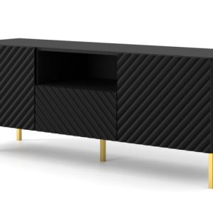 Szafka RTV SURF 150 cm 2D1S frez czarny mat 240559 Szafka RTV SURF 150 cm 2D1S frez czarny mat 240559