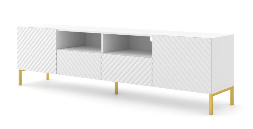 Szafka RTV SURF 200 cm 2D2S frez biały mat 240603