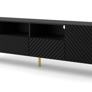 Szafka RTV SURF 200 cm 2D2S frez czarny mat 240600 Szafka RTV SURF 200 cm 2D2S frez czarny mat 240600