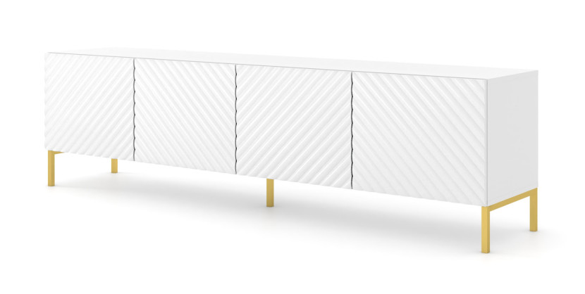 Szafka RTV SURF 200 cm 4D frez biały połysk 240561