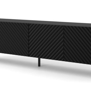 Szafka RTV SURF 200 cm 4D frez czarny mat 240599 Szafka RTV SURF 200 cm 4D frez czarny mat 240599