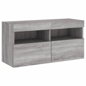 Szafka Rtv Szary Mat LED Nowoczesny Salon 80x30x40cm 762738 Szafka Rtv Szary Mat LED Nowoczesny Salon 80x30x40cm 762738
