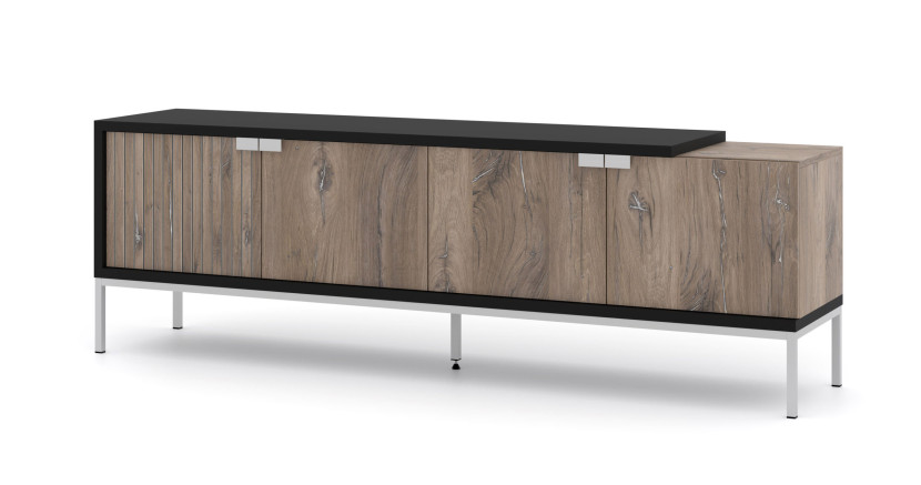 Szafka RTV TOLEDO 190 cm 4D dąb flagstaff / czarny mat 240537