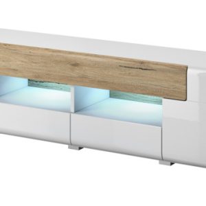 Szafka RTV TOLEDO 2D4S 208 biała połysk/dąb san remo 185859