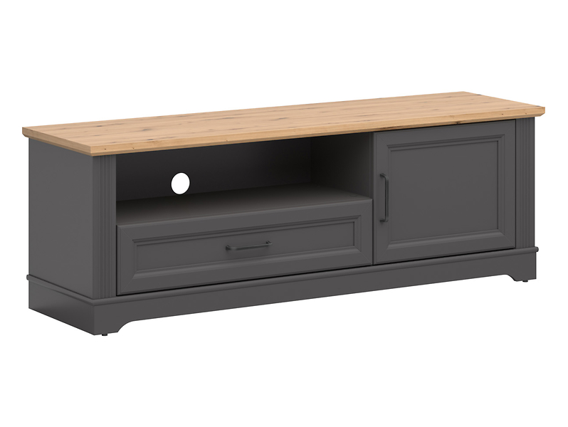 Szafka RTV Tolmin 150 cm z drzwiami i szufladą grafit/dąb artisan 730129