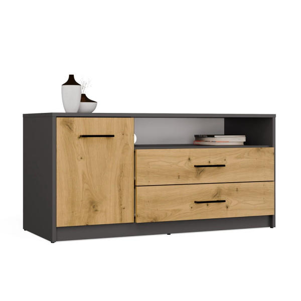 Szafka RTV Topeshop SIMPLO 1D2S Stolik TV antracyt dąb artisan 805216