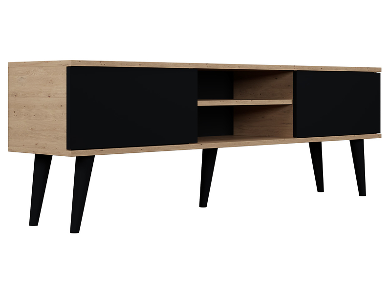 Szafka RTV Toronto 160 cm z 2 drzwiami i półkami dąb artisan/czarny 102417