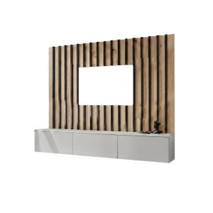 Szafka RTV VERTI 180 perla gray + panel ścienny 934898 Szafka RTV VERTI 180 perla gray + panel ścienny 934898