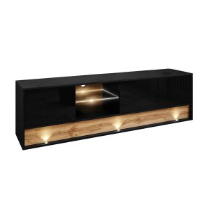 Szafka RTV VILLA 180 cm czarny połysk + wotan 206047 Szafka RTV VILLA 180 cm czarny połysk + wotan 206047