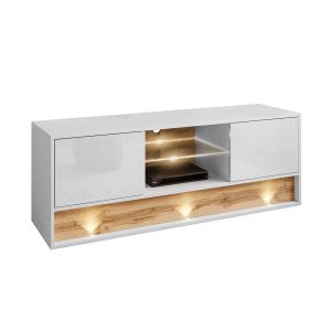 Szafka RTV VILLA II 140 cm biały połysk + wotan 219189 Szafka RTV VILLA II 140 cm biały połysk + wotan 219189