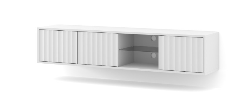 Szafka RTV VINA 156 cm wisząca frezowana biały mat 346206