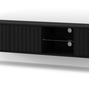 Szafka RTV VINA 156 cm wisząca frezowana czarny mat 346208 Szafka RTV VINA 156 cm wisząca frezowana czarny mat 346208