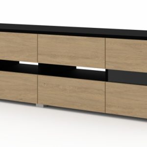 Szafka RTV VIPER 186 cm czarny mat / dąb artisan + LED 241273 Szafka RTV VIPER 186 cm czarny mat / dąb artisan + LED 241273