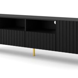 Szafka RTV WAVE 200 cm 2D2S frez czarny mat 240546 Szafka RTV WAVE 200 cm 2D2S frez czarny mat 240546