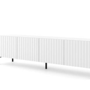 Szafka RTV WAVE 200 cm 4D frez biały mat 240563 Szafka RTV WAVE 200 cm 4D frez biały mat 240563