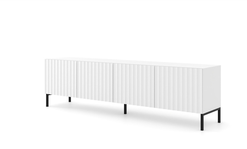 Szafka RTV WAVE 200 cm 4D frez biały mat 240563