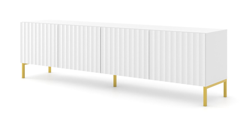 Szafka RTV WAVE 200 cm 4D frez biały mat 240555