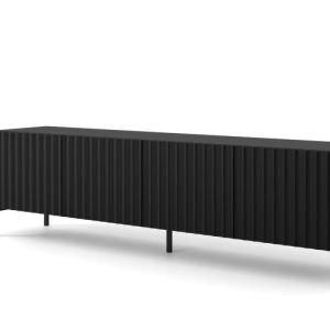 Szafka RTV WAVE 200 cm 4D frez czarny mat 240593 Szafka RTV WAVE 200 cm 4D frez czarny mat 240593