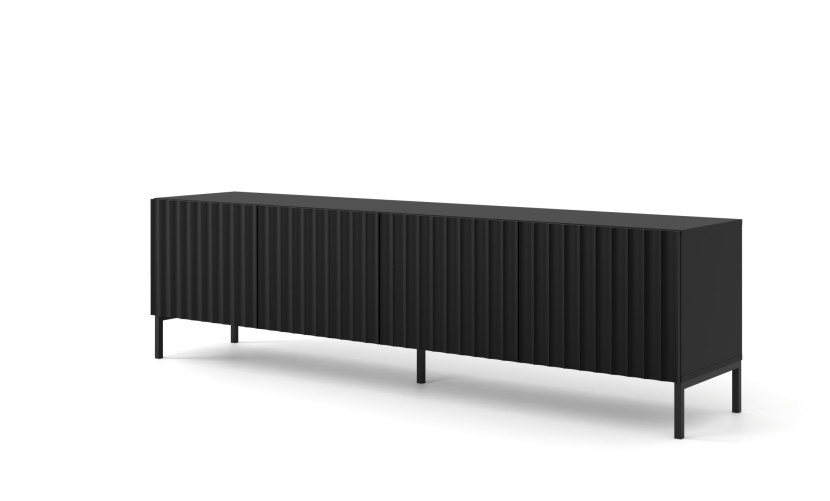 Szafka RTV WAVE 200 cm 4D frez czarny mat 240593