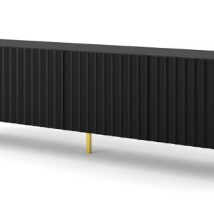 Szafka RTV WAVE 200 cm 4D frez czarny mat 240573 Szafka RTV WAVE 200 cm 4D frez czarny mat 240573