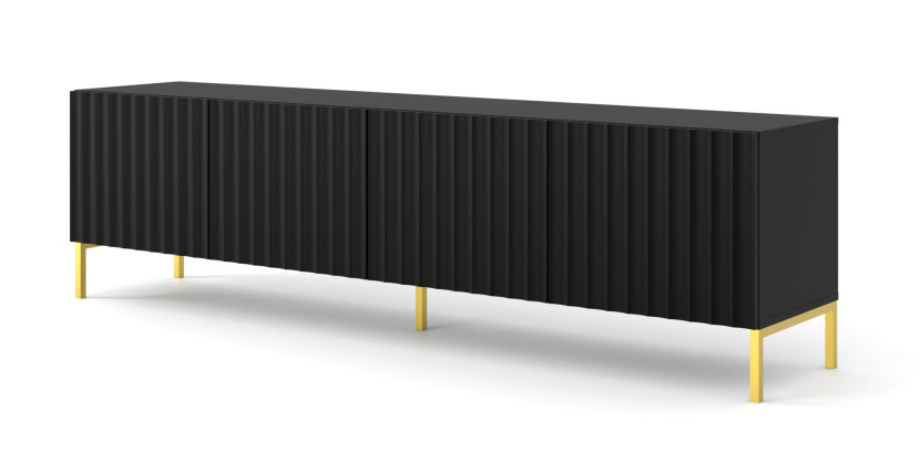 Szafka RTV WAVE 200 cm 4D frez czarny mat 240573