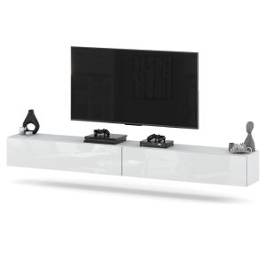 Szafka rtv wisząca 280cm biały wysoki połysk meblościanka 595273