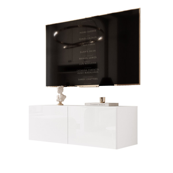 Szafka RTV wisząca ANGEL 100 cm z oświetleniem biały połysk 712396
