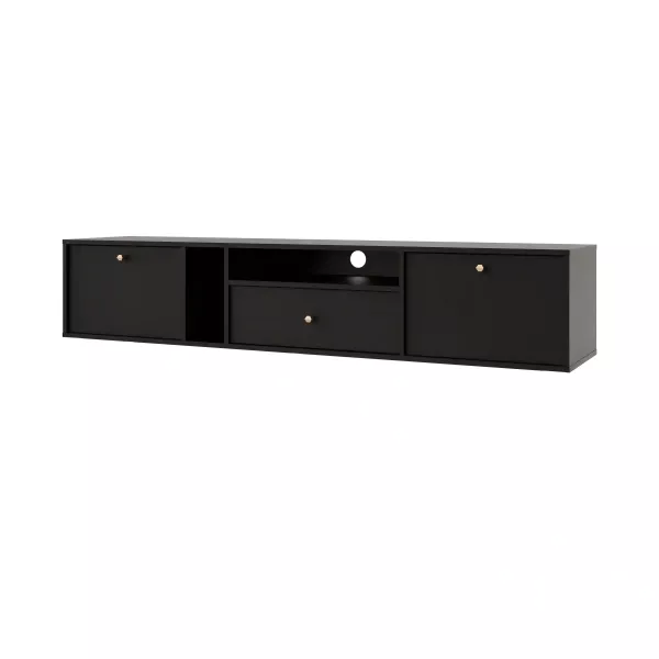 Szafka RTV wisząca do salonu Sakai 4 2K 1S T313 Czarny 716259