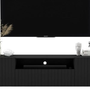 Szafka RTV wisząca Glamour Komoda RTV Czarny Mat 150 cm 90047