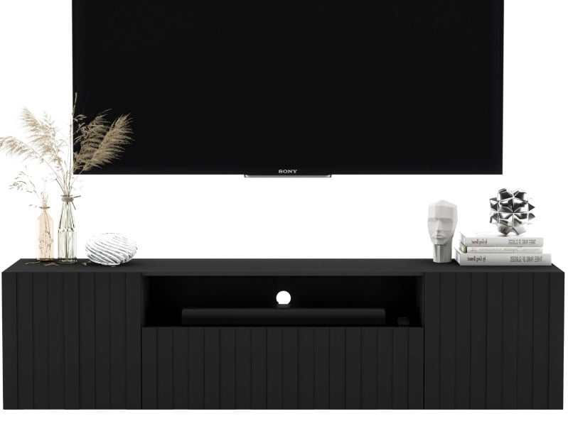 Szafka RTV wisząca Glamour Komoda RTV Czarny Mat 150 cm 90047