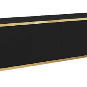 Szafka RTV wisząca POLO 135 cm front gładki – czarna 347863 Szafka RTV wisząca POLO 135 cm front gładki – czarna 347863