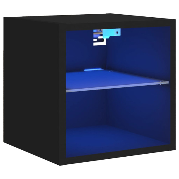 Szafka RTV Wisząca Stolik Półka Ścienna Czarna LED 30x28.5x30 cm 765094