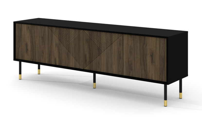 Szafka RTV WOODY 180 cm 4D czarny mat/orzech pacific 240581