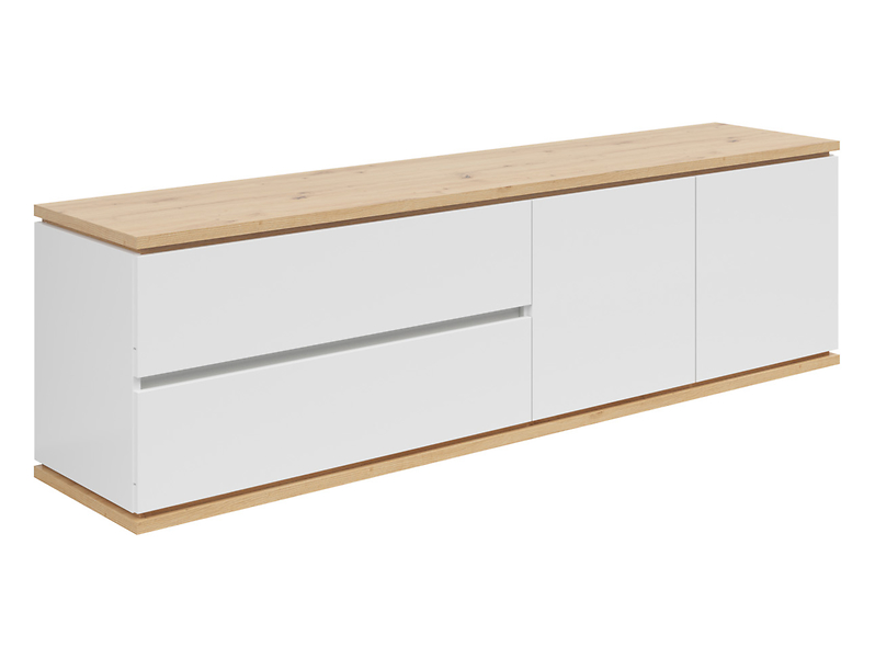 Szafka RTV Yamael 184 cm z 2 drzwiami i 2 szufladami biała 57677