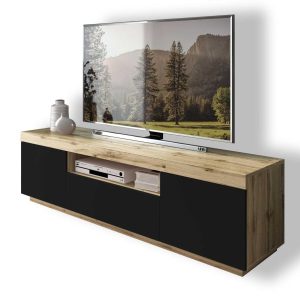 Szafka RTV YOSHI dąb wotan/czarny 96814 Szafka RTV YOSHI dąb wotan/czarny 96814