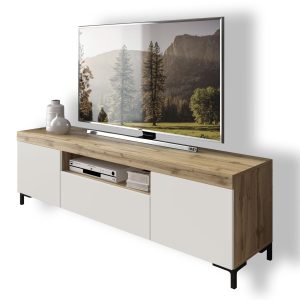 Szafka RTV YOSHI II na nóżkach dąb wotan / biały 96740 Szafka RTV YOSHI II na nóżkach dąb wotan / biały 96740