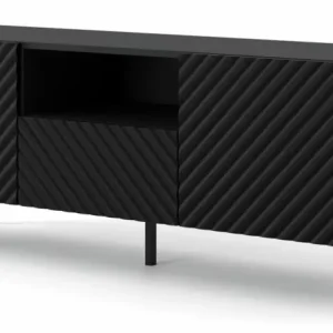 Szafka rtv z frezowanym frontem czarny mat + czarne nóżki – Avreon 708127 Szafka rtv z frezowanym frontem czarny mat + czarne nóżki – Avreon 708127