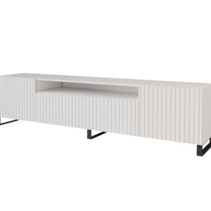 Szafka RTV z frezowanymi frontami stojąca KITO-S – 200x53x41 cm – Biały 644208 Szafka RTV z frezowanymi frontami stojąca KITO-S – 200x53x41 cm – Biały 644208