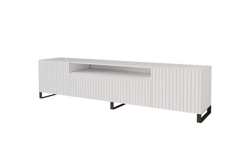Szafka RTV z frezowanymi frontami stojąca KITO-S - 200x53x41 cm - Biały 644208