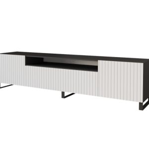 Szafka RTV z frezowanymi frontami stojąca KITO-S – 200x53x41 cm – Biały 644128 Szafka RTV z frezowanymi frontami stojąca KITO-S – 200x53x41 cm – Biały 644128