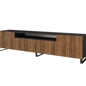 Szafka RTV z frezowanymi frontami stojąca KITO-S – 200x53x41 cm – Brązowy 644156 Szafka RTV z frezowanymi frontami stojąca KITO-S – 200x53x41 cm – Brązowy 644156