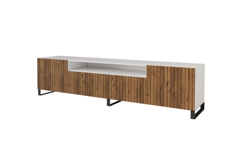 Szafka RTV z frezowanymi frontami stojąca KITO-S - 200x53x41 cm - Brązowy 644168