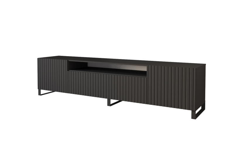 Szafka RTV z frezowanymi frontami stojąca KITO-S - 200x53x41 cm - Czarny 644243