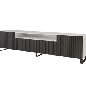 Szafka RTV z frezowanymi frontami stojąca KITO-S – 200x53x41 cm – Czarny 644197 Szafka RTV z frezowanymi frontami stojąca KITO-S – 200x53x41 cm – Czarny 644197