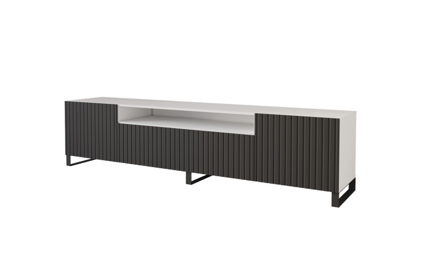 Szafka RTV z frezowanymi frontami stojąca KITO-S - 200x53x41 cm - Czarny 644197