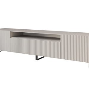 Szafka RTV z frezowanymi frontami stojąca NOA-2-S – 200x53x41 cm – Beżowy 644131 Szafka RTV z frezowanymi frontami stojąca NOA-2-S – 200x53x41 cm – Beżowy 644131