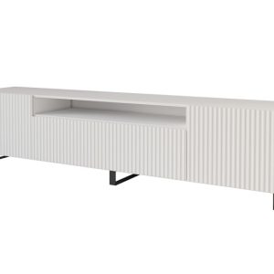 Szafka RTV z frezowanymi frontami stojąca NOA-2-S – 200x53x41 cm – Biały 644272 Szafka RTV z frezowanymi frontami stojąca NOA-2-S – 200x53x41 cm – Biały 644272