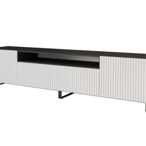 Szafka RTV z frezowanymi frontami stojąca NOA-2-S – 200x53x41 cm – Biały 644194 Szafka RTV z frezowanymi frontami stojąca NOA-2-S – 200x53x41 cm – Biały 644194
