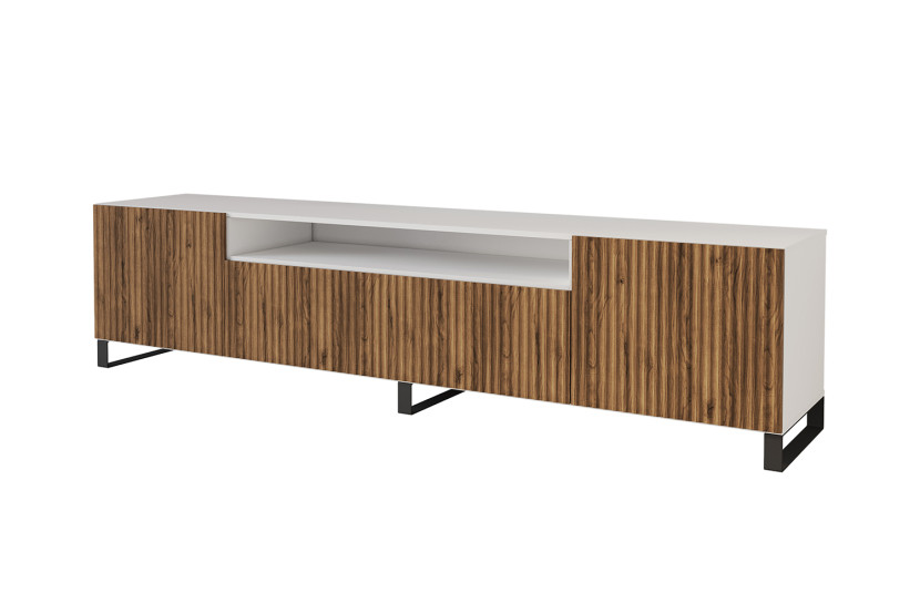 Szafka RTV z frezowanymi frontami stojąca NOA-2-S - 200x53x41 cm - Brązowy 644225